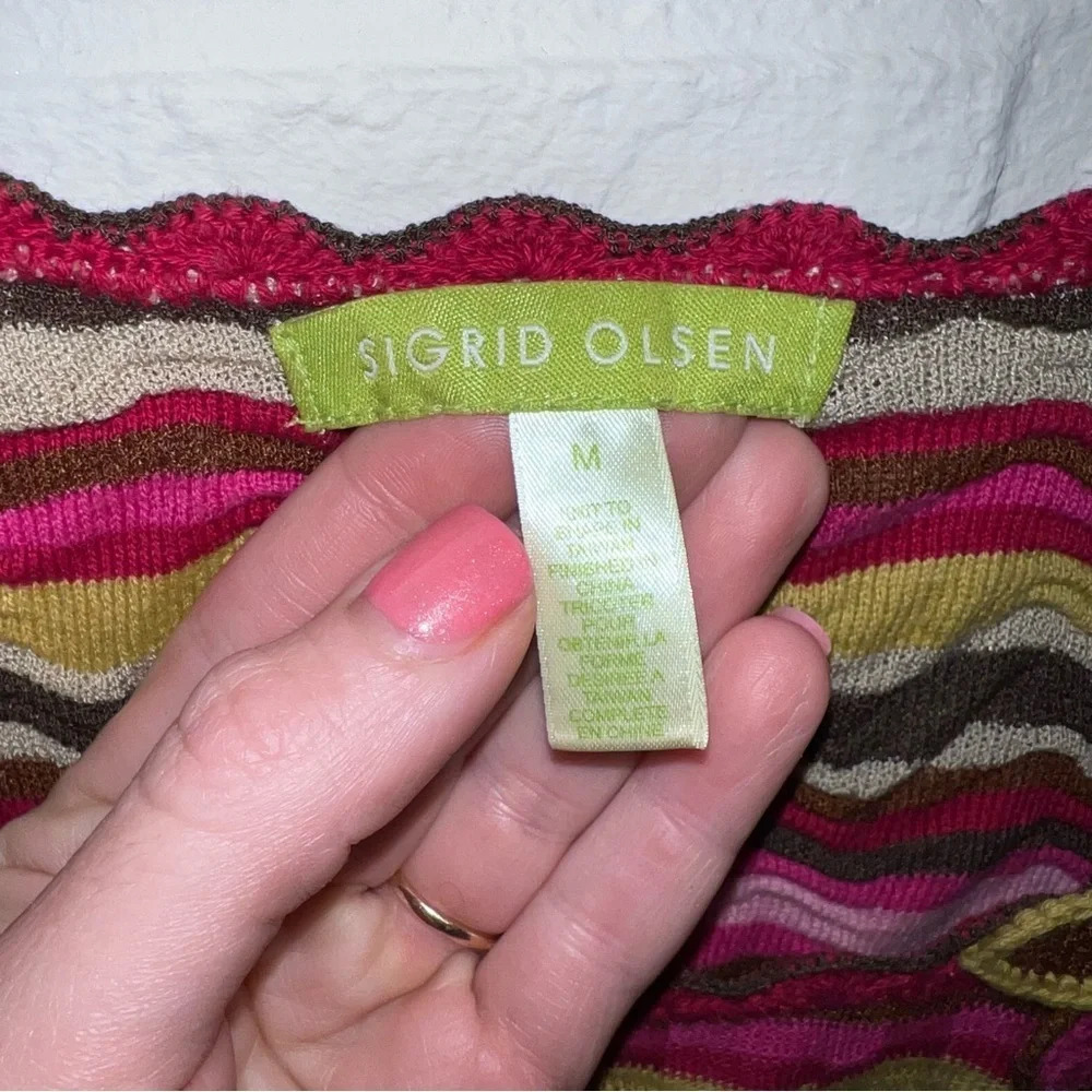 Sigrid Olsen Multicolored Short Sleeve Y2K Knit Sweater, Women’s Size Medium - Picture 2 of 6